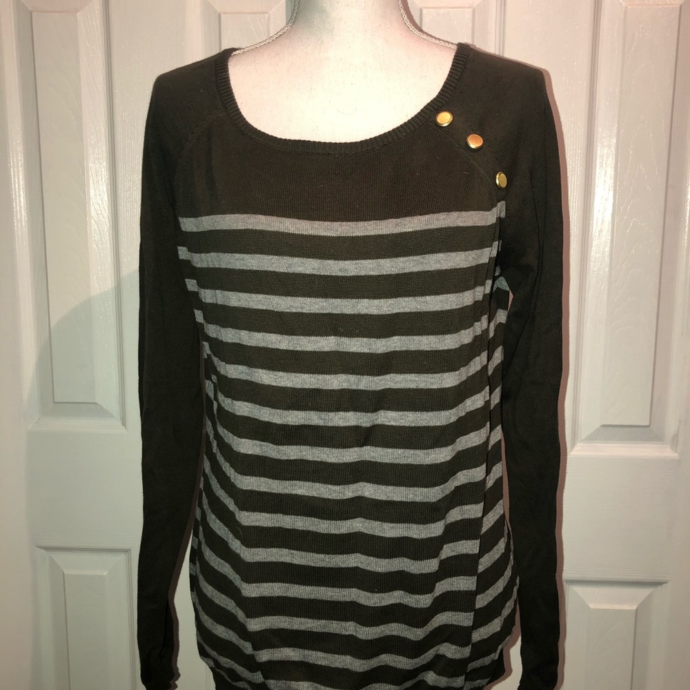 Olive and gray striped Sweater - Picture 5 of 6